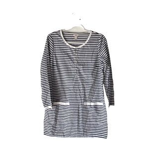 J. Crew Factory Navy & White Striped Long-Sleeve Tunic Dress